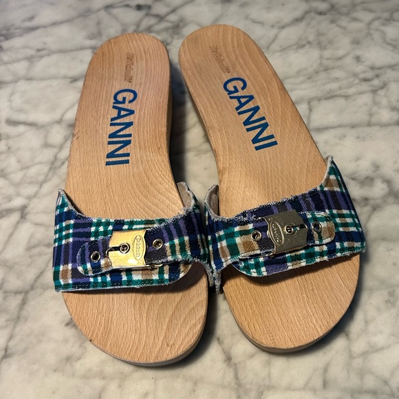 GANNI x DR.SCHOLL'S Shoes - GANNI x Dr. Scholl's Plaid Sandals with Wooden Sole NWOB
